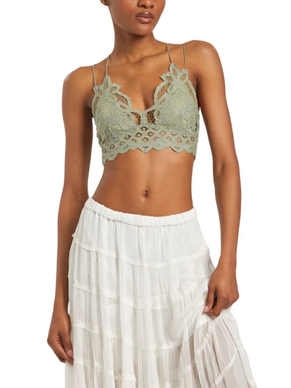Sage Green Free People FP One Adella Floral Lace Bralette XS